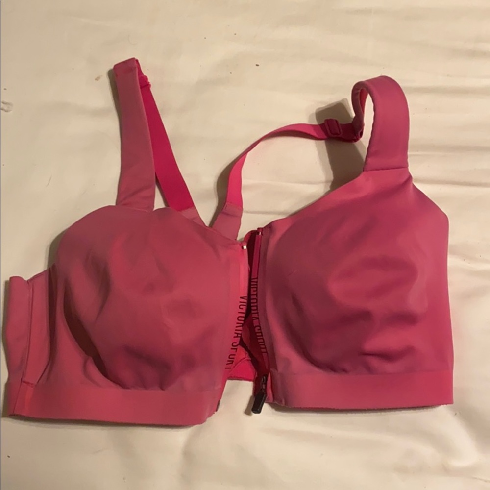 Pink front clasp VS sports bra